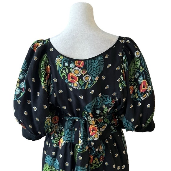 MAEVE Silk Floral Black Dress - Picture 4 of 5